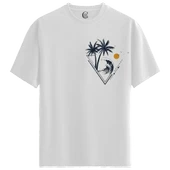 Tropic Wave - %100 Pamuklu Erkek Beyaz Tişört - Premium Quality thumbnail 1