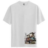 Urban Patchwork - %100 Pamuklu Kadın Beyaz Tişört - Premium Quality thumbnail 1