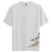 Zen River Village - %100 Pamuklu Kadın Beyaz Tişört - Premium Quality thumbnail 1