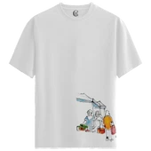 Market Scene - %100 Pamuklu Kadın Beyaz Tişört - Premium Quality thumbnail 1