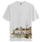 Harbor Town - %100 Pamuklu Erkek Beyaz Tişört - Premium Quality - 1