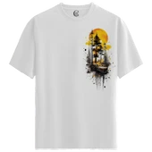 Forest Sunset - %100 Pamuklu Erkek Beyaz Tişört - Premium Quality thumbnail 1