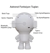 UpWay Astronot Bluetooth Hoparlör Galaksi Yıldız Projektör Kumandalı Gece Lambası - 7