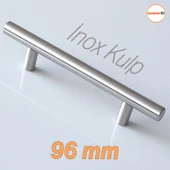 Pürüzsüz İnox Metal Kulp (96 mm - 9.6 cm) Mobilya Mutfak Çekmece Dolap Dolabı Kulbu Kulpu Kulpları thumbnail 1