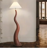 YÜCEELLER Fransız İskandinav Lux Lambader Oturma Odası Çalışma Odası Villa Otel Dekoratif Ayaklı CEVİZ RENGİ - 1