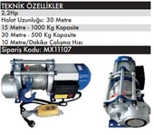 MAX EXTRA Elektrikli Pratik Vinç 500-1000 Kg 220 Volt 15-30 Metre (MX11107) - 2