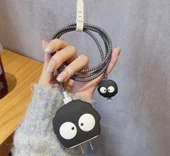 Brokoli Home iPhone 18W/20W Uyumlu Şarj Kılıfı, Şarj Kablosu Örme Aparatı, Kablo Koruyucu Aparatı,Siyah - 1