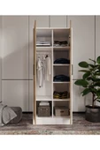 CABİNSE %100 Mdf Neva 2 Kapaklı 7 Raflı Ve 1 Askı Borulu Elbise Dolabı- Soft Beyaz Meşe - 3