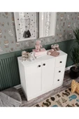 CABİNSE %100 MDF 2 Kapaklı 3 Çekmeceli Çok Amaçlı Dolap -MUTFAK-KAHVE-BANYO-ÇOCUK-OYUNCAK DOLABI,BEYAZ-MEŞE - 3