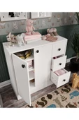 CABİNSE %100 MDF 2 Kapaklı 3 Çekmeceli Çok Amaçlı Dolap -MUTFAK-KAHVE-BANYO-ÇOCUK-OYUNCAK DOLABI,BEYAZ-MEŞE - 4