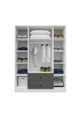 CABİNSE Cabinse %100 MDF 4 Kapaklı 2 Çekmeceli 12 Raflı Gardırop –Çizilmeye Dayanıklı AKRİLİK Kapak ANTRASİT - 7
