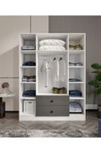 CABİNSE Cabinse %100 MDF 4 Kapaklı 2 Çekmeceli 12 Raflı Gardırop –Çizilmeye Dayanıklı AKRİLİK Kapak ANTRASİT - 4