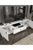 CABİNSE %100 MDF 180 cm Genişliğinde Modern TV Ünitesi 2 Kapaklı 1 Çekmeceli SOFT BEYAZ - MEŞE CABİNSE - 4