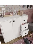 CABİNSE %100 MDF 2 Kapaklı 3 Çekmeceli Çok Amaçlı Dolap -MUTFAK-KAHVE-BANYO-ÇOCUK-OYUNCAK DOLABI,BEYAZ-MEŞE - 4