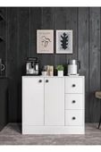 CABİNSE %100 MDF 2 Kapaklı 3 Çekmeceli Çok Amaçlı Dolap -MUTFAK-KAHVE-BANYO-ÇOCUK-OYUNCAK DOLABI,BEYAZ-MEŞE - 1