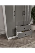 CABİNSE Cabinse %100 MDF 3 Kapaklı 2 Çekmeceli 7 Raflı Gardırop – Çizilmeye Dayanıklı Akrilik Kapak-Antrasit - 5