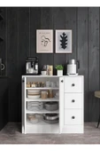 CABİNSE %100 MDF 2 Kapaklı 3 Çekmeceli Çok Amaçlı Dolap -MUTFAK-KAHVE-BANYO-ÇOCUK-OYUNCAK DOLABI,BEYAZ-MEŞE - 3