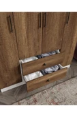 CABİNSE %100 MDF 4 Kapaklı 2 Çekmeceli 12 Raflı Elbise Dolabı MEŞE-SOFT BEYAZ/BAROK CEVİZ - SOFT BEYAZ - 5