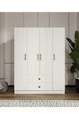 CABİNSE %100 MDF 4 Kapaklı 2 Çekmeceli 12 Raflı Elbise Dolabı SOFT BEYAZ CABİNSE - KOLAY KURULUM ANİMASYONLU - 2