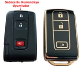 Toyota Corolla Verso Prius Subaru Uyumlu Kumanda Anahtar Kılıfı Oto Anahtarlık 3 Tuşlu Siyah Gold - 3