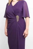 Ezze Kadın Tül Detaylı Yan Taşlı Büyük Beden Kısa Abiye Elbise 25YEZ4212 - 3