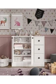CABİNSE %100 MDF 2 Kapaklı 3 Çekmeceli Çok Amaçlı Dolap -MUTFAK-KAHVE-BANYO-ÇOCUK-OYUNCAK DOLABI,BEYAZ-MEŞE - 5