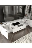CABİNSE %100 Akri̇li̇k Mdf 2 Kapaklı 1 Çekmeceli 180cm Genişliğinde Modern Tv Ünitesi Beyaz - Antrasit - 4