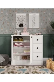 CABİNSE %100 MDF 2 Kapaklı 3 Çekmeceli Çok Amaçlı Dolap -MUTFAK-KAHVE-BANYO-ÇOCUK-OYUNCAK DOLABI,BEYAZ-MEŞE - 1