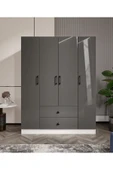 CABİNSE Cabinse %100 MDF 4 Kapaklı 2 Çekmeceli 12 Raflı Gardırop –Çizilmeye Dayanıklı AKRİLİK Kapak ANTRASİT - 2