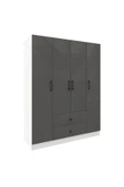 CABİNSE Cabinse %100 MDF 4 Kapaklı 2 Çekmeceli 12 Raflı Gardırop –Çizilmeye Dayanıklı AKRİLİK Kapak ANTRASİT - 6