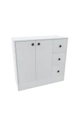 CABİNSE %100 MDF 2 Kapaklı 3 Çekmeceli Çok Amaçlı Dolap -MUTFAK-KAHVE-BANYO-ÇOCUK-OYUNCAK DOLABI,BEYAZ-MEŞE - 5