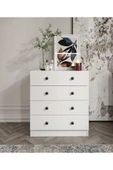 CABİNSE Cabinse %100 MDF Soft Beyaz 4 Çekmeceli ŞİFONYER - 2