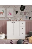 CABİNSE %100 MDF 2 Kapaklı 3 Çekmeceli Çok Amaçlı Dolap -MUTFAK-KAHVE-BANYO-ÇOCUK-OYUNCAK DOLABI,BEYAZ-MEŞE - 3