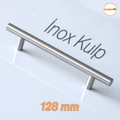 Pürüzsüz İnox Metal Kulp (128 mm - 12.8 cm) Mobilya Mutfak Çekmece Dolap Dolabı Kulbu Kulpu Kulpları - 1
