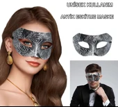 Gümüş Eskitme Yüz Maskesi - Antik Tarz Balo Maskesi - 1