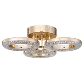 Apliqa Oylum 3'lü Gold 24 Watt Kristalli Koridor Salon Led Plafonyer Avize thumbnail 1