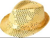 Altın Gold Payetli Fötr Şapka Yetişkin Boy - 1
