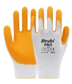 Beybi PN3 Polyester Örme Sarı Nitril Eldiven No:10 - 288 Çift - 1