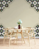 Etnik Motif Çini Desenli Duvar Kağıdı - 5