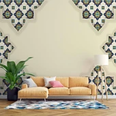 Etnik Motif Çini Desenli Duvar Kağıdı - 1