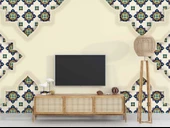 Etnik Motif Çini Desenli Duvar Kağıdı - 3