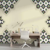 Etnik Motif Çini Desenli Duvar Kağıdı - 4