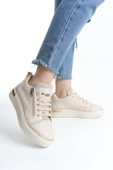 DINA Krem Gold Bağcıklı Fermuarlı Ortopedik Taban Kadın Sneaker Spor Ayakkabı - 1