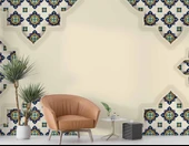 Etnik Motif Çini Desenli Duvar Kağıdı - 6