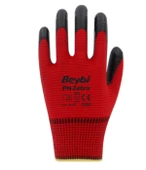 Beybi PN Zebra Kırmızı Siyah Polyester Örme Nitril Eldiven No: 9- 288 Çift - 1