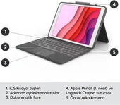 LOGITECH COMBO TOUCH DOKUNMATİK PANELLİ KLAVYELİ KILIF GRİ IPAD PRO 12.9 INC 5. GEN. 920-010186 - 3