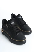 DINA Siyah Gold Bağcıklı Fermuarlı Ortopedik Taban Kadın Sneaker Spor Ayakkabı - 4
