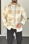 Erkek Slim Fit Polar Gömlek Krem Edw227 - 1