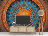 Turuncu Franktal Mandala Etnik Motif Duvar Kağıdı thumbnail 3