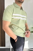 Erkek Açık Yaka Çizgli Tişört Yeşil Edw236 thumbnail 3